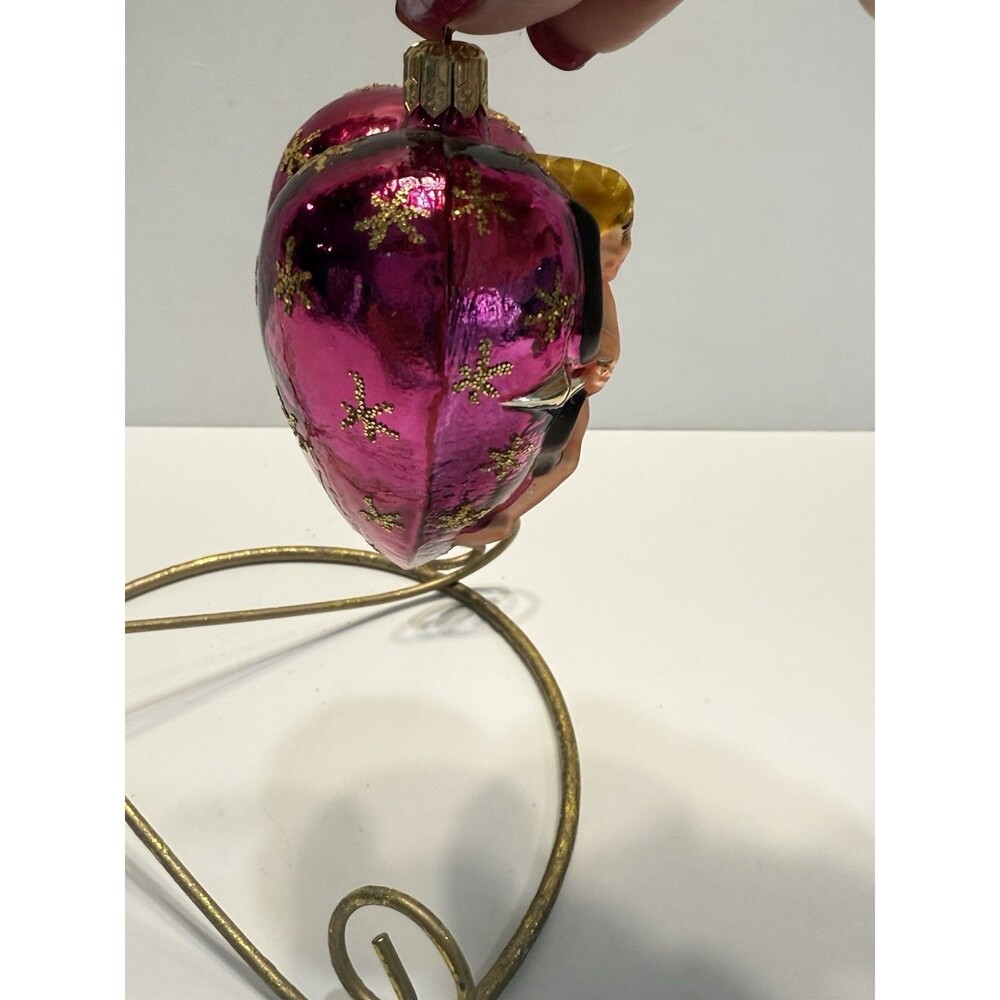 Christopher Radko  Be My Valentine Cupid Pink Heart Blown Glass Ornament NO BOX - Picture 3 of 6